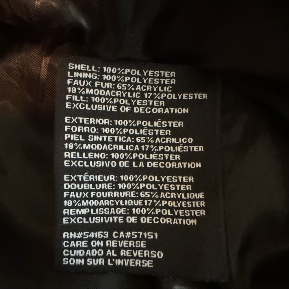 Guess Hooded Puffer Down Jacket Black with Gold Detail Faux Fur​ - Picture 5 of 12